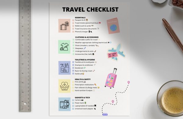 Colorful & Organized Travel Checklist