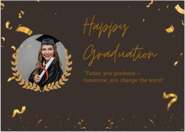 Dark Brown & Gold Celebratory For Graduate Greeting Card