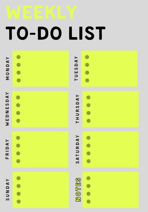 Acid Yellow Weekly To-Do List