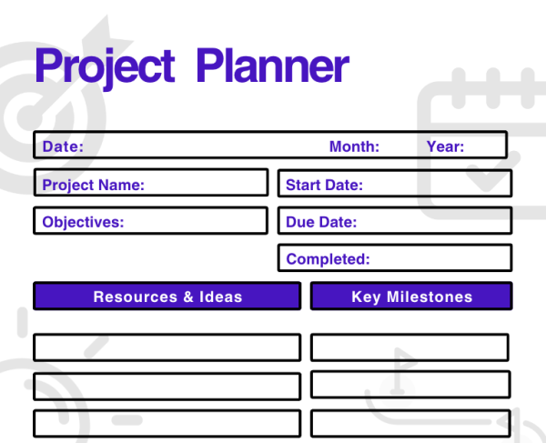 White&Purple Simple Project Planner