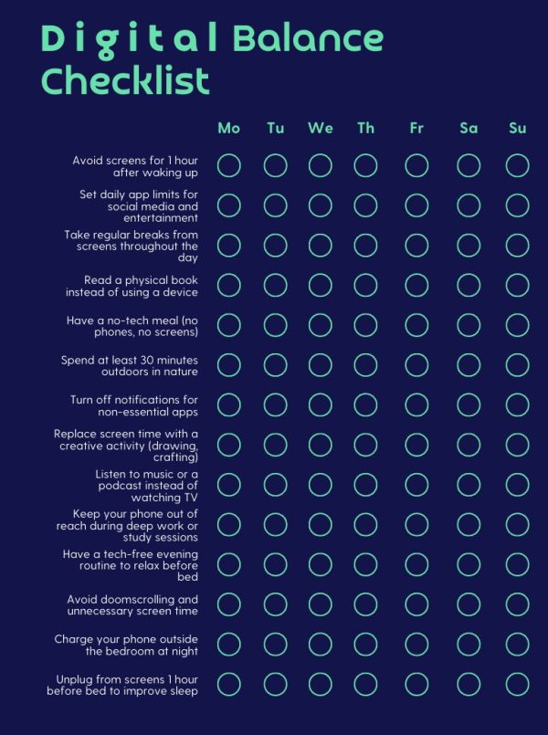 Neon Glow Modern Digital Balance Checklist