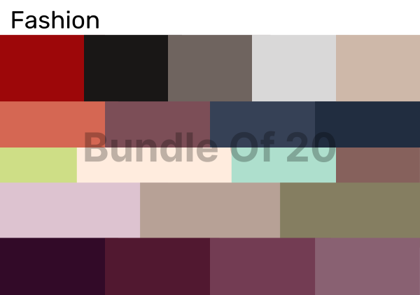 Bundle of 20 Color Palettes for Fashion Industry