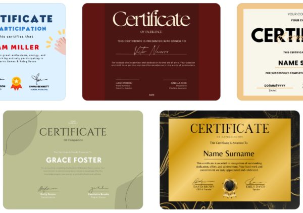 Bundle of 5 Certificates