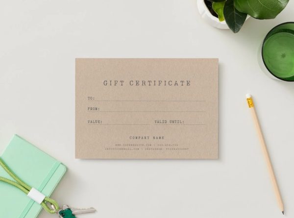 Brown Minimalist Kraft Gift Certificate