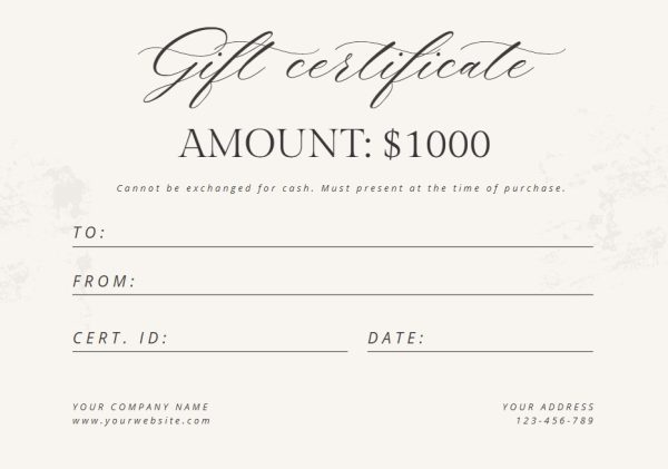 Ivory Classic Delicate Luxurious Gift Certificate