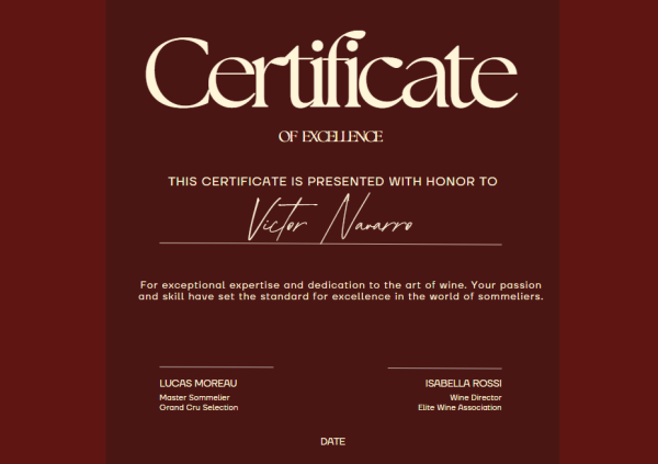 Deep Burgundy Elegant Prestigious Achievement Certificate