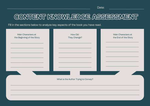 Dark Teal Structured Literary Analysis Worksheet